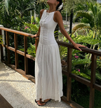 White Sleeveless Linen Maxi Dress
