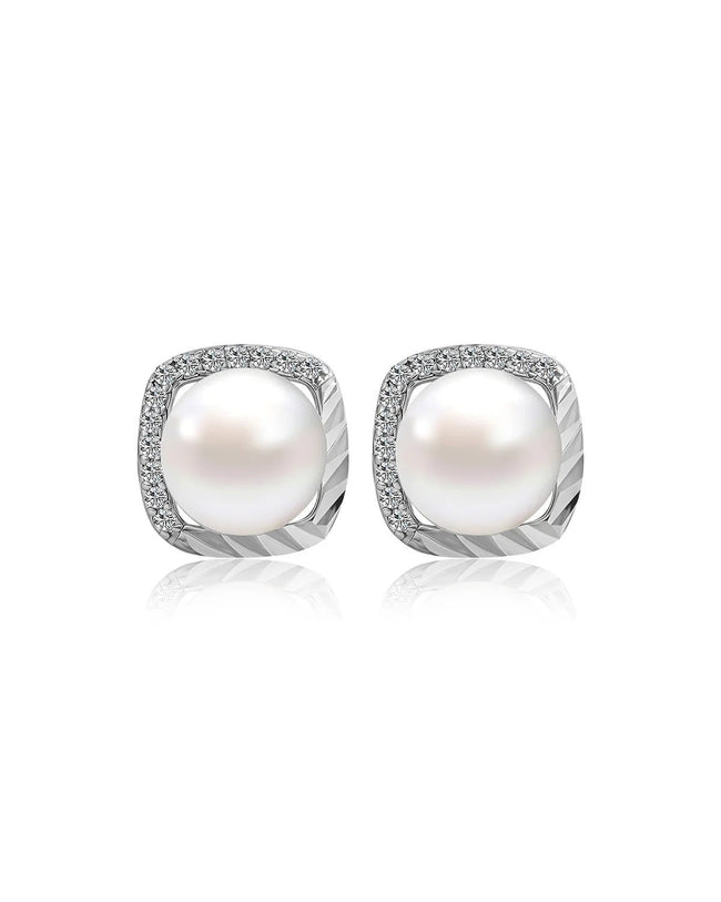 9mm Pearl stud earrings Fresh Water Pearl Earrings Hover Image