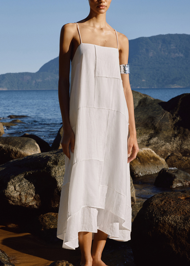 Linen-blend Asymmetric Midi Dress Main Image