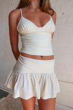 Backless Halter Double-layer Fitted Top And Skirt Set