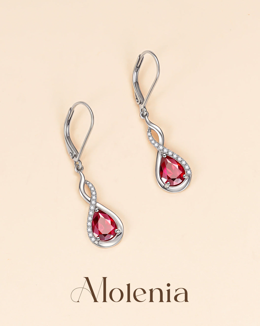 Infinity Teardrop Birthstone Earrings