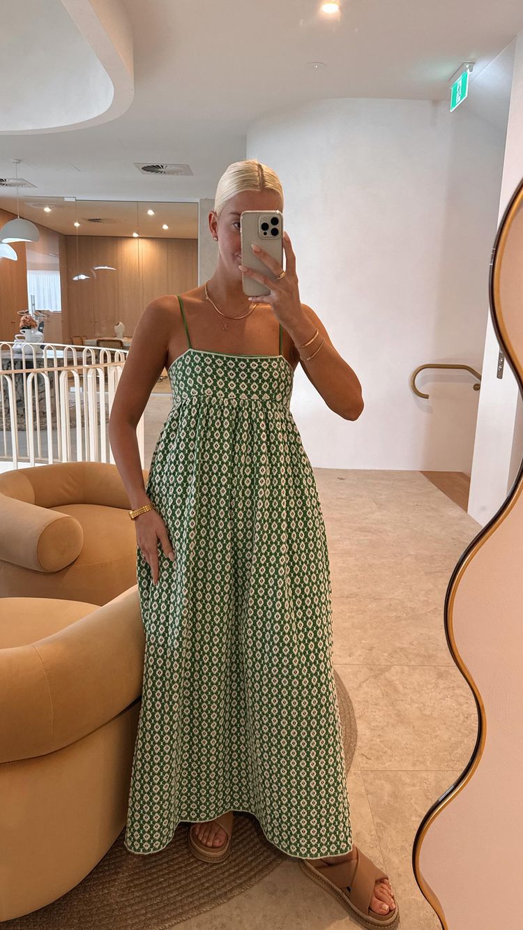 Fashionable Polka Dot Printed Cotton and Linen Dress with Suspenders