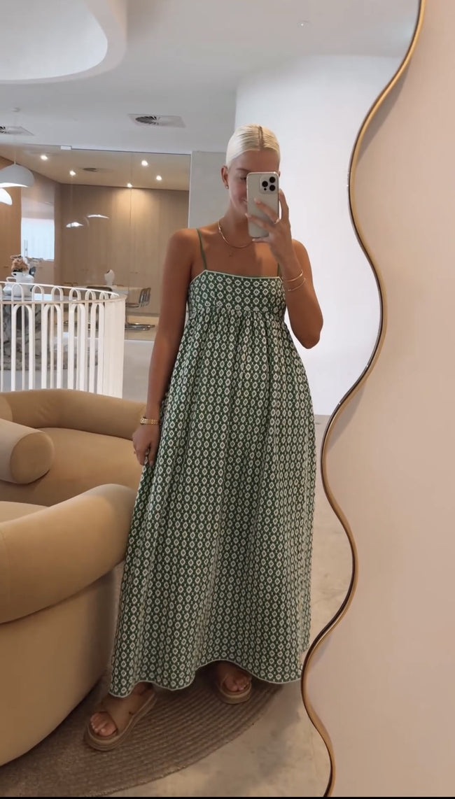 Fashionable Polka Dot Printed Cotton and Linen Dress with Suspenders Main Image