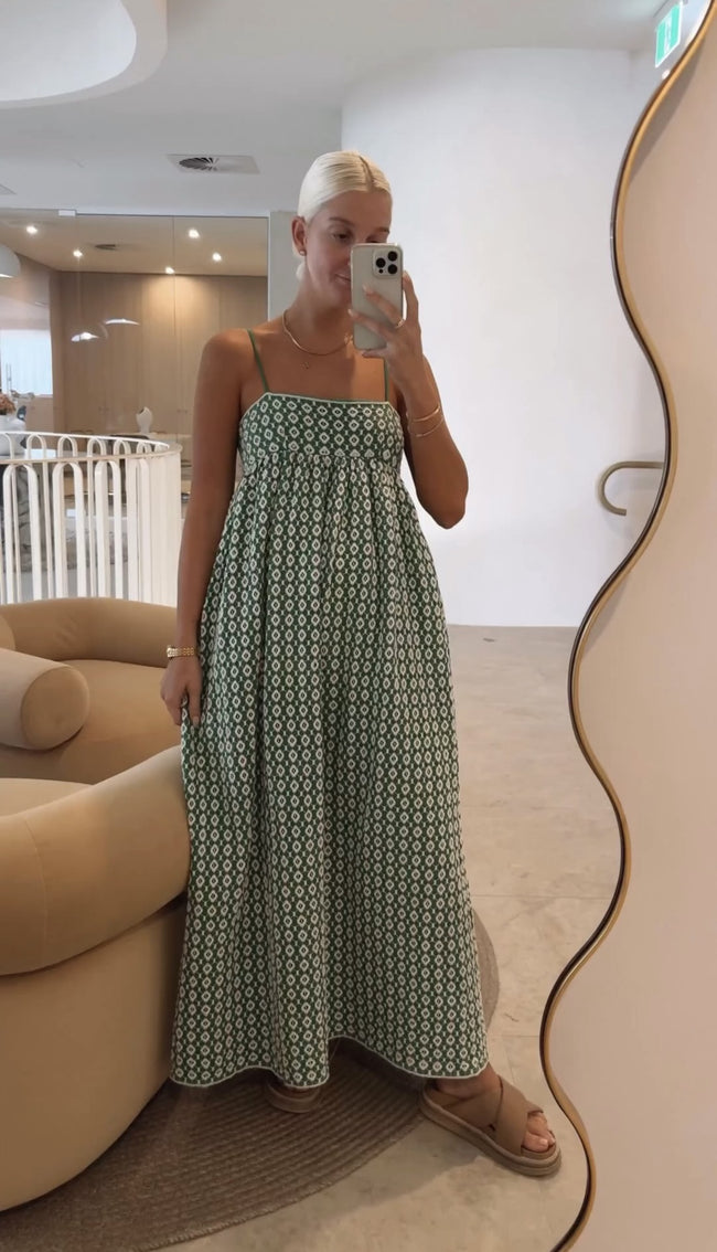 Fashionable Polka Dot Printed Cotton and Linen Dress with Suspenders Hover Image