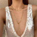 Simple Colorful Crystal Pearl Y-shaped Long Sweater Necklace