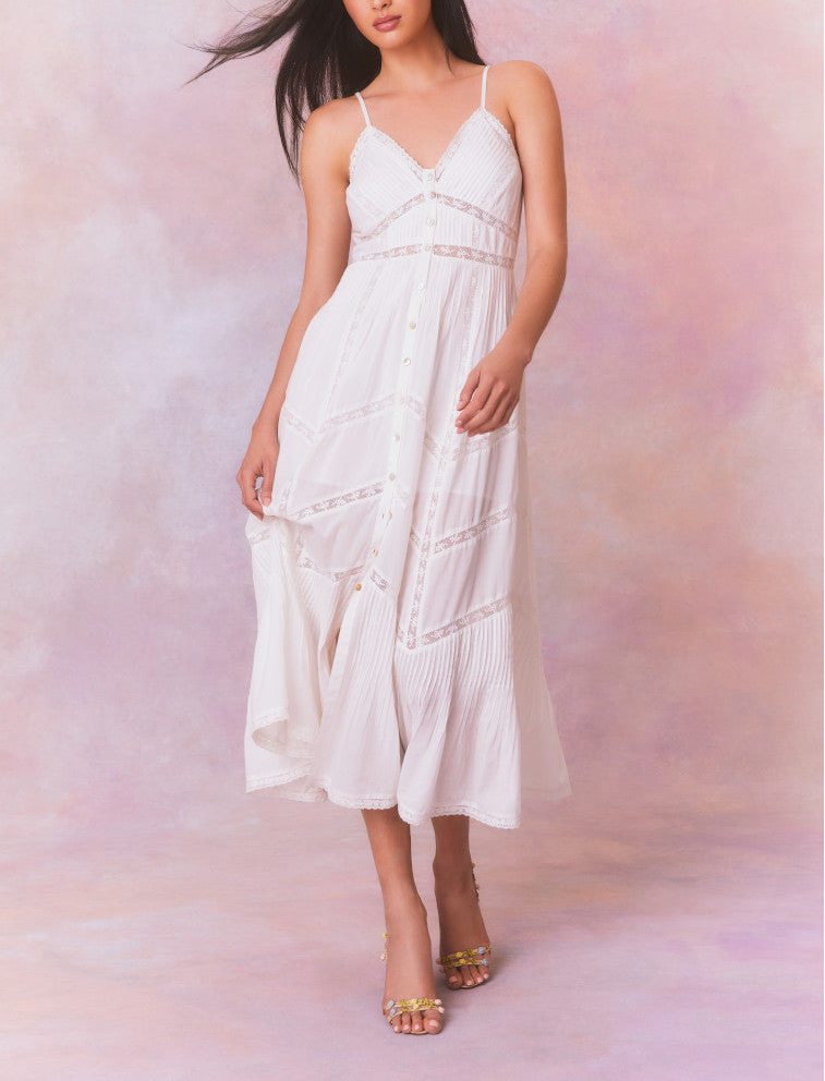 Strappy Cutout Cotton Midi Dress