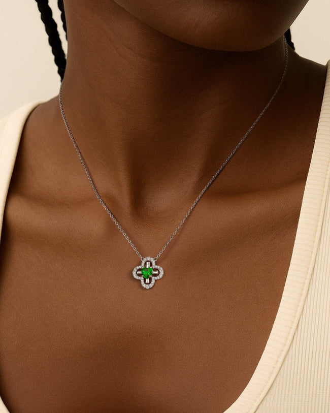 12 Birthstone Four Leaf Clover Necklace Main Image