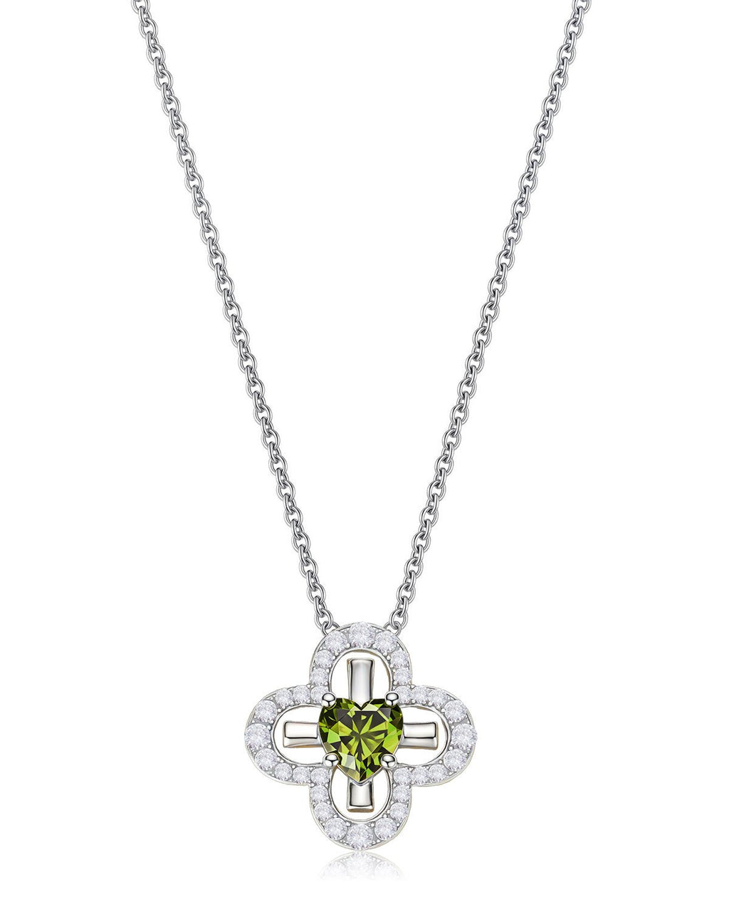 12 Birthstone Four Leaf Clover Necklace