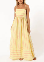 Striped Suspender Maxi Dress