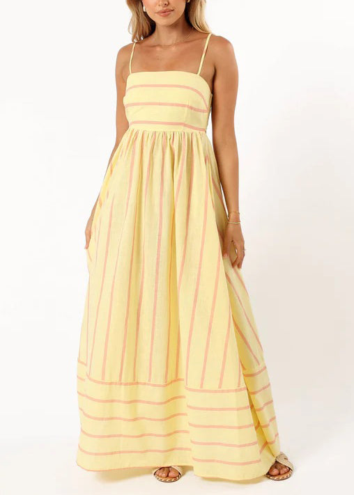 Striped Suspender Maxi Dress