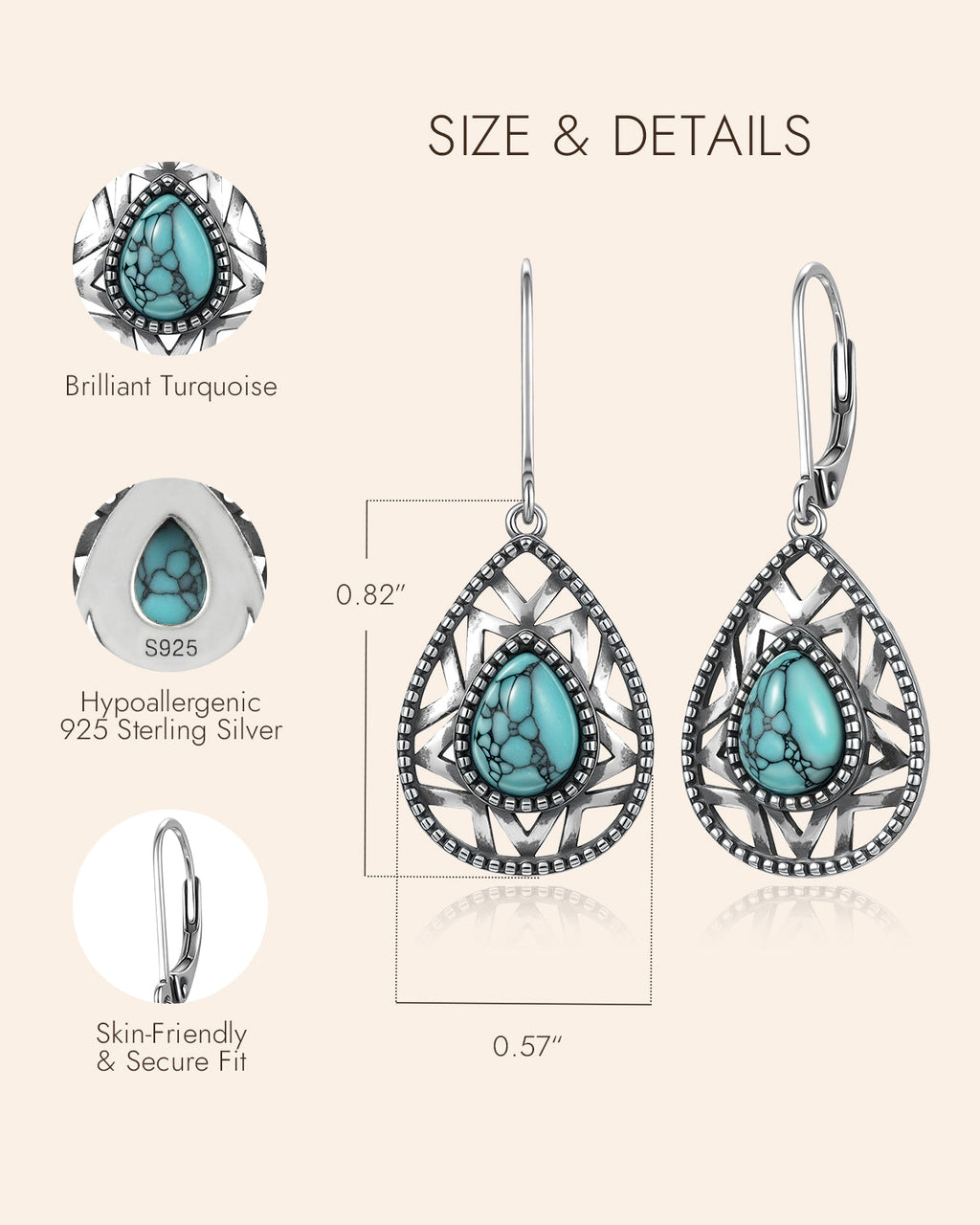 Bohemian Teardrop Turquoise Earrings