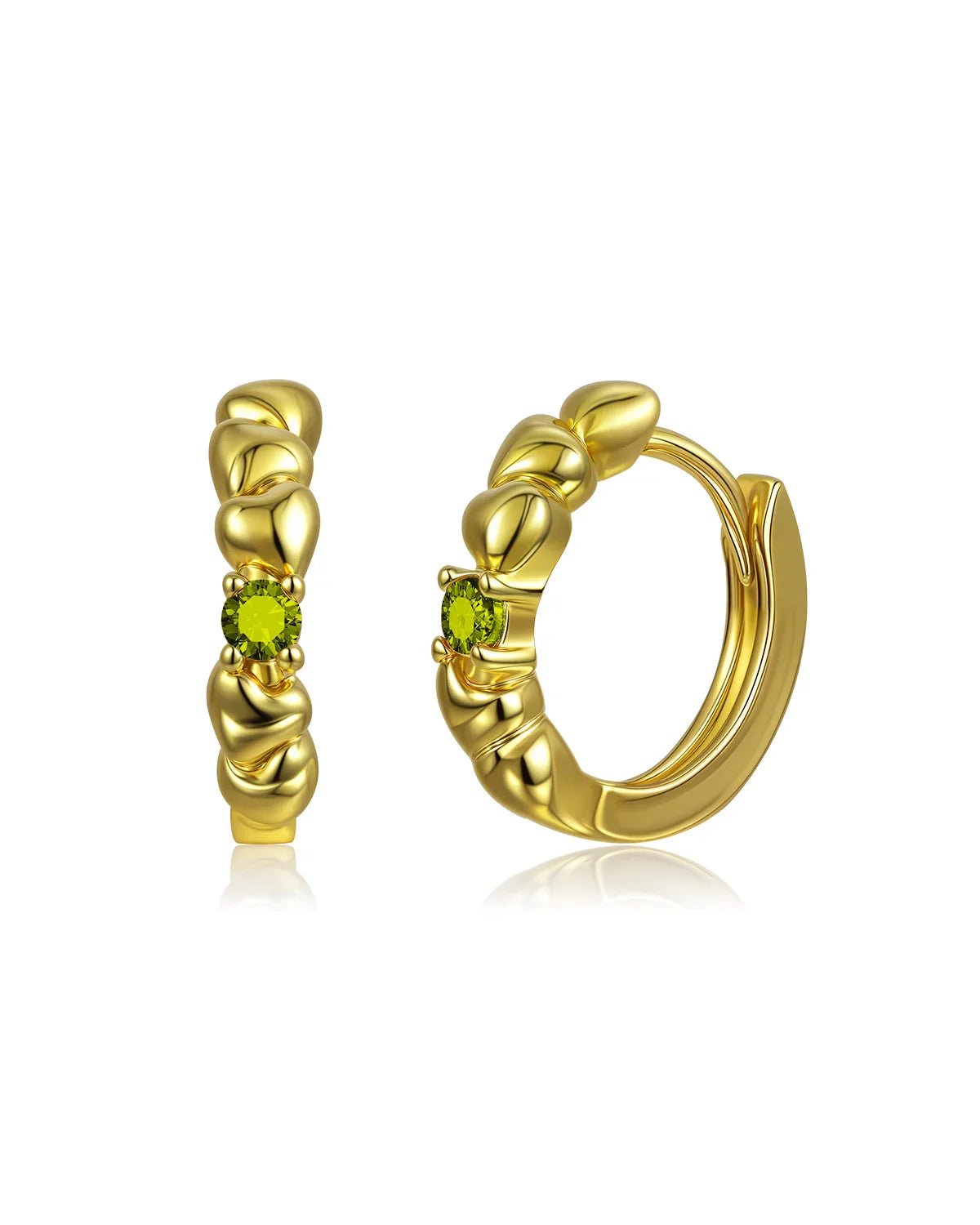 Birthstone Heart Huggie Hoop Earrings