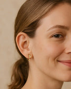 Birthstone Heart Huggie Hoop Earrings