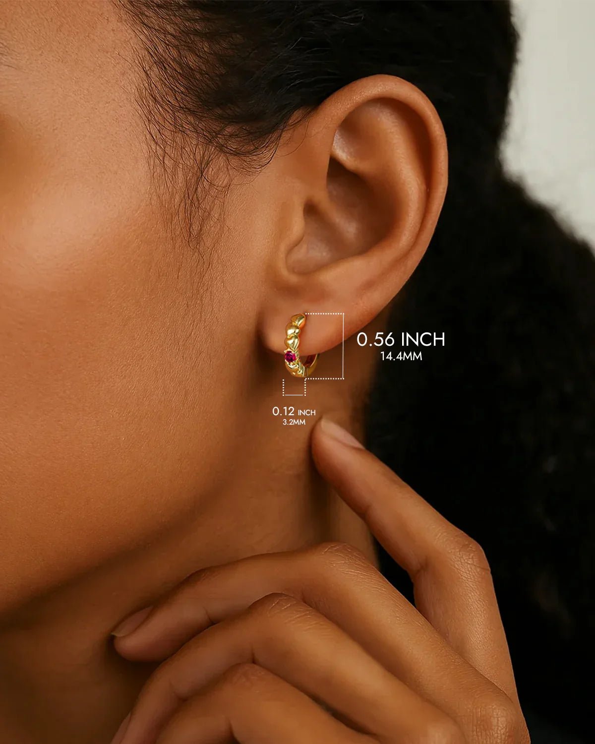 Birthstone Heart Huggie Hoop Earrings