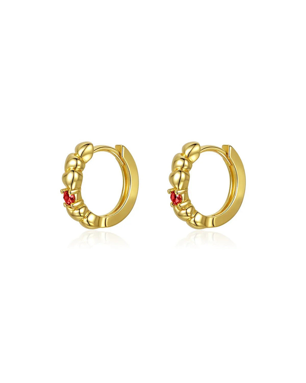 Birthstone Heart Huggie Hoop Earrings