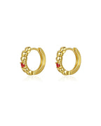 Birthstone Heart Huggie Hoop Earrings