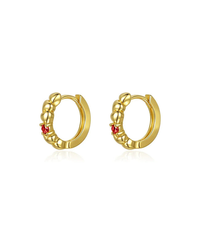 Birthstone Heart Huggie Hoop Earrings Main Image