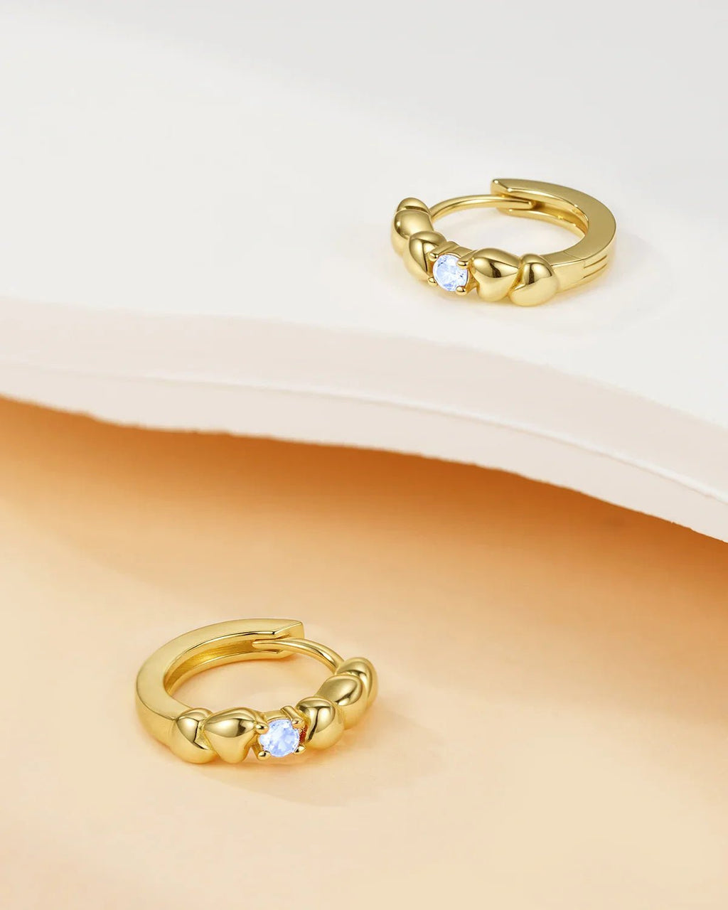 Birthstone Heart Huggie Hoop Earrings