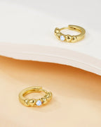 Birthstone Heart Huggie Hoop Earrings