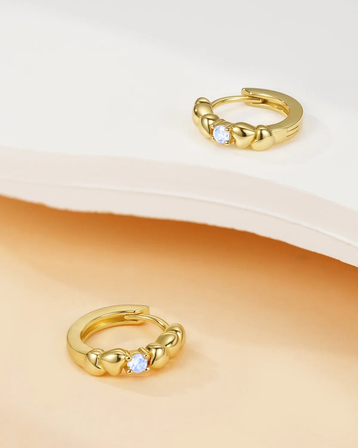 Birthstone Heart Huggie Hoop Earrings