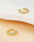 Birthstone Heart Huggie Hoop Earrings