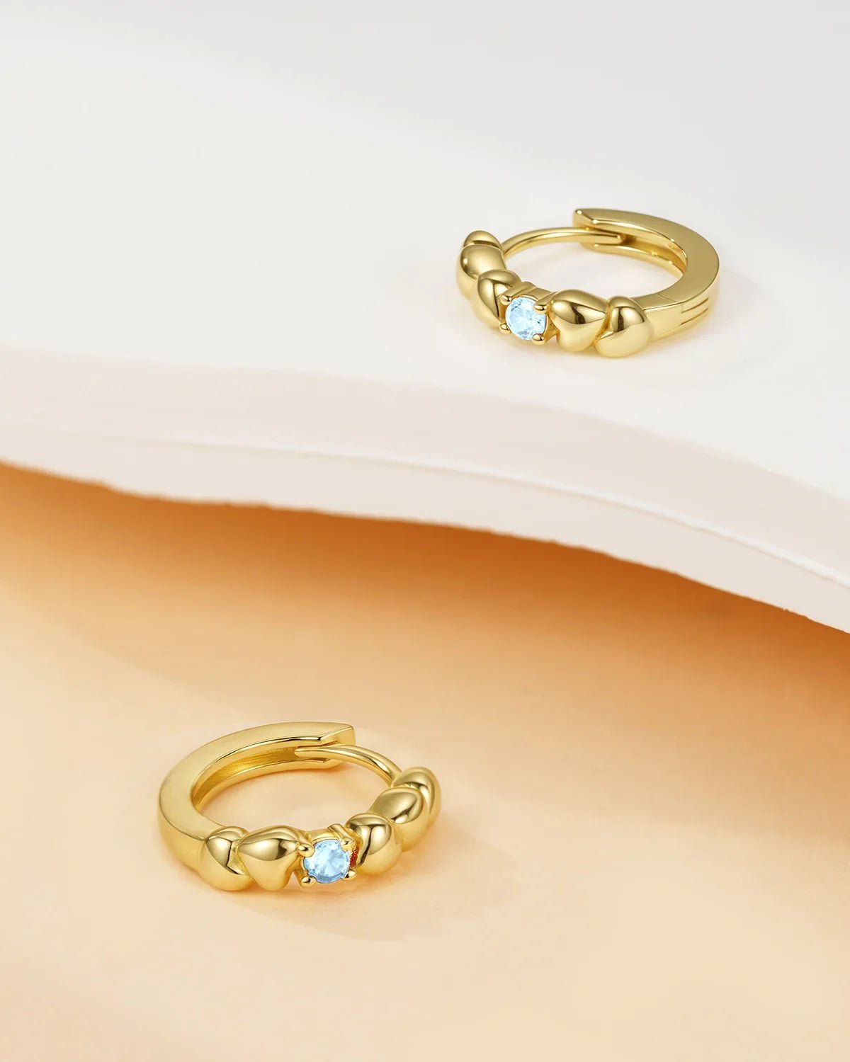 Birthstone Heart Huggie Hoop Earrings