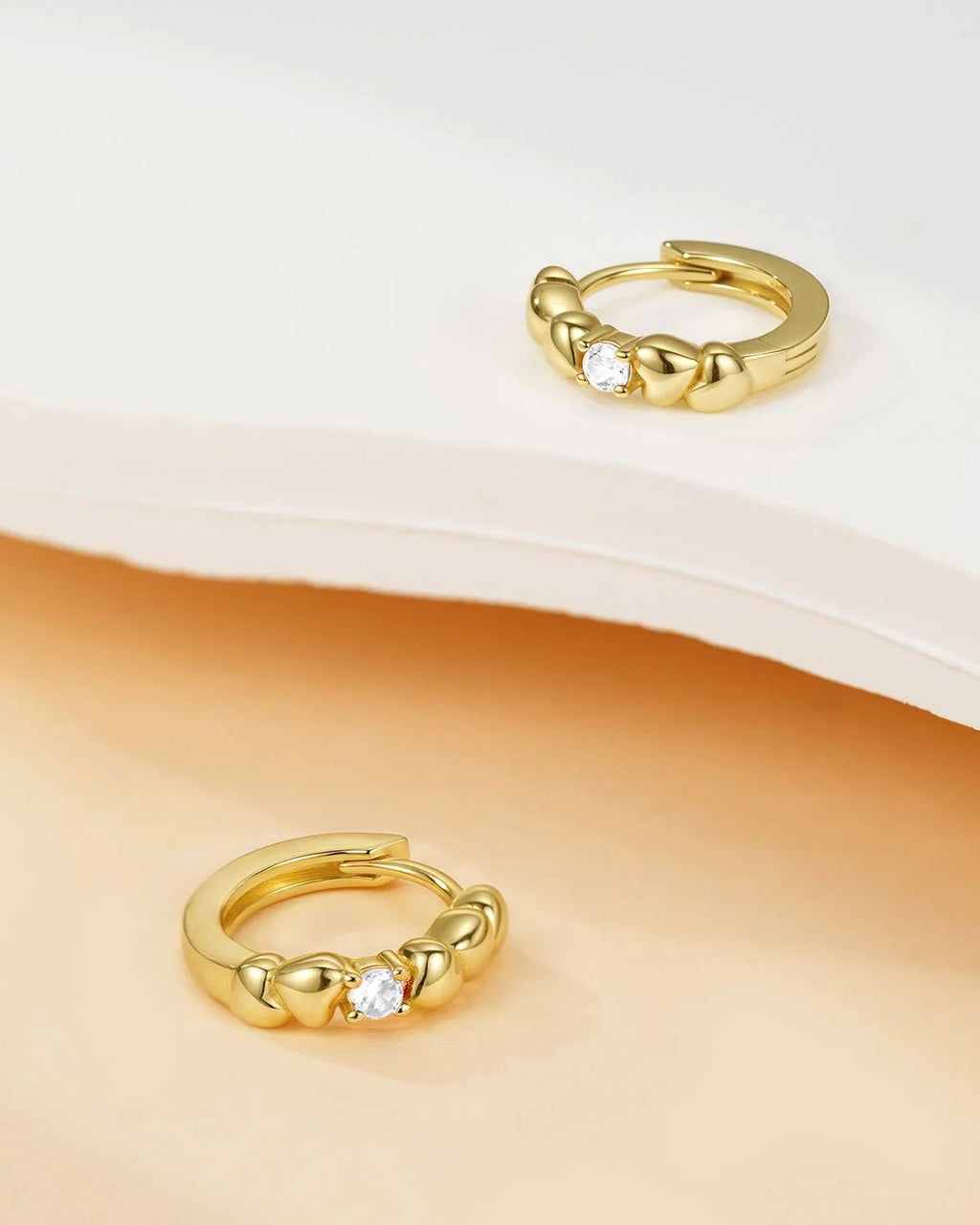 Birthstone Heart Huggie Hoop Earrings