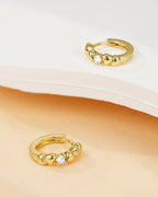 Birthstone Heart Huggie Hoop Earrings