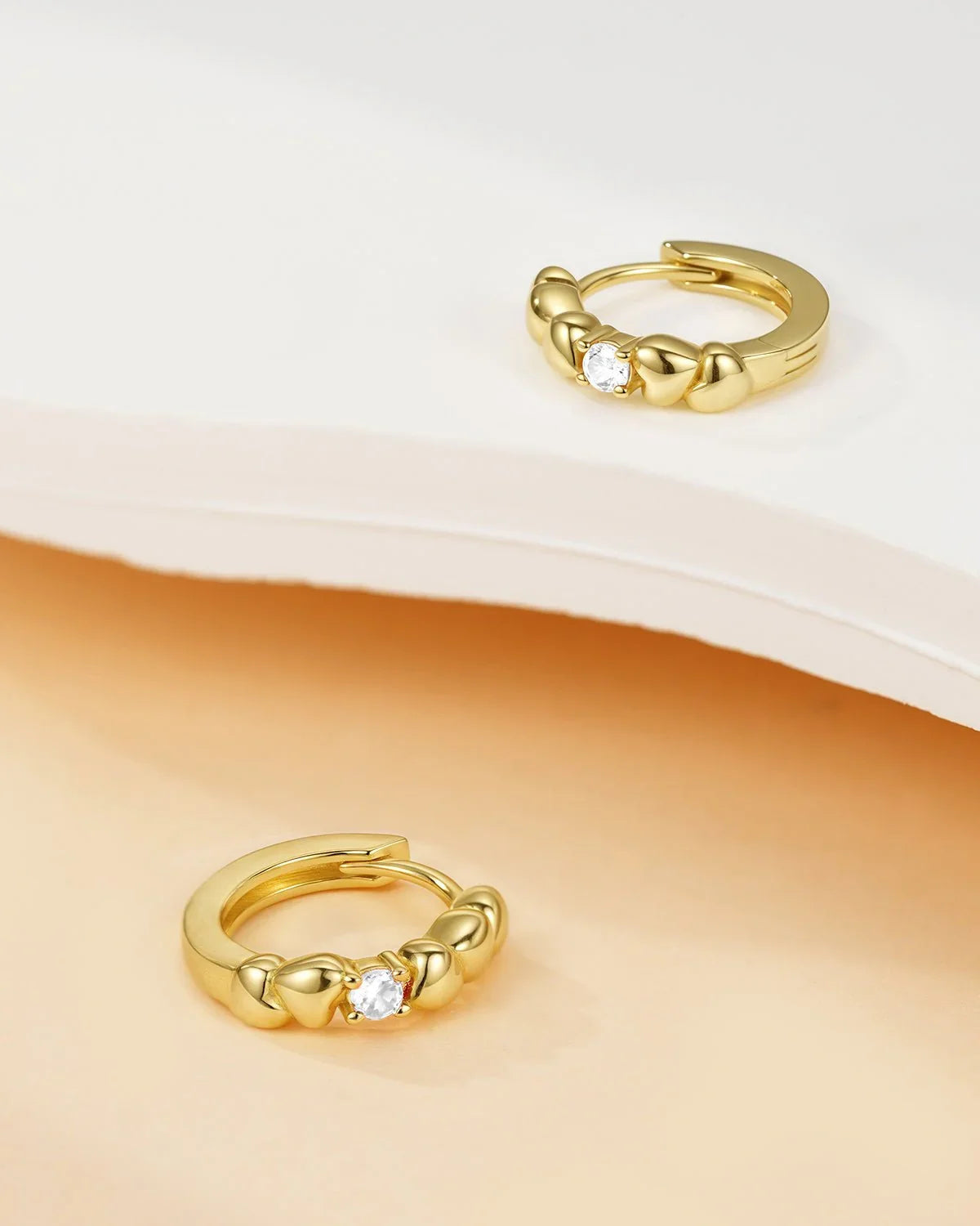 Birthstone Heart Huggie Hoop Earrings