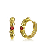 Birthstone Heart Huggie Hoop Earrings