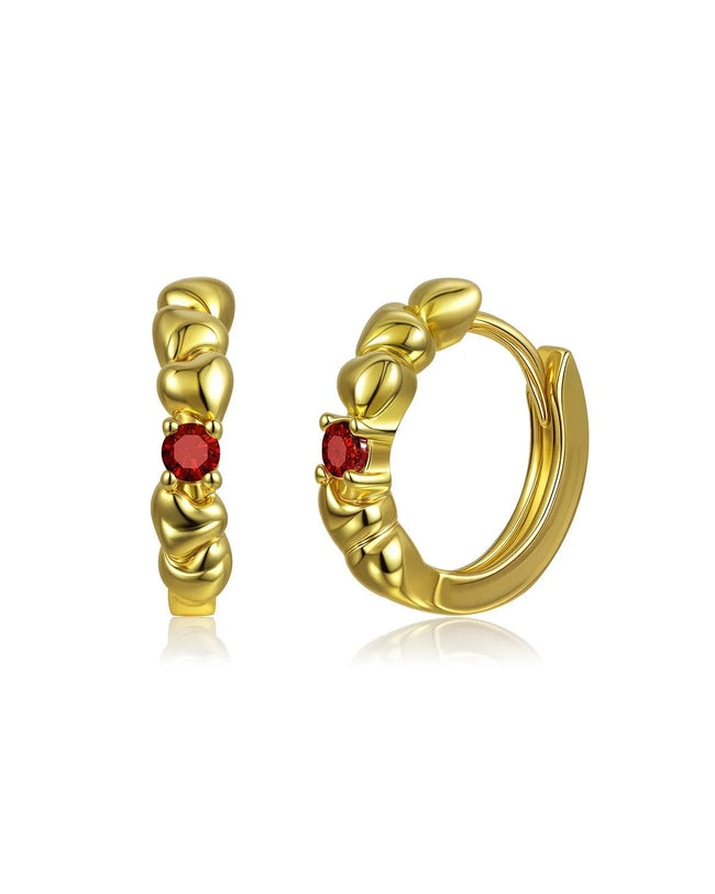 Birthstone Heart Huggie Hoop Earrings Hover Image