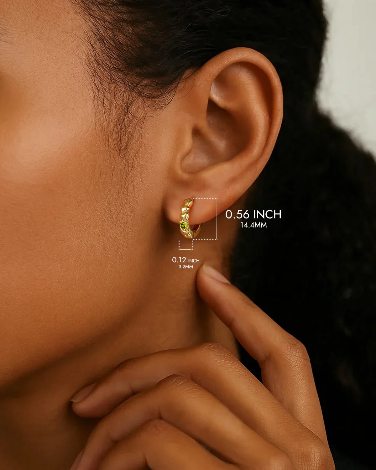 Birthstone Heart Huggie Hoop Earrings