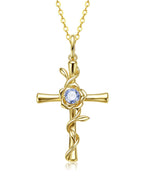 Birthstone Rose Cross Necklace