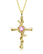 Birthstone Rose Cross Necklace