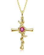 Birthstone Rose Cross Necklace