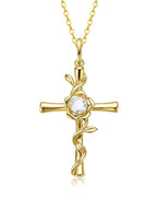 Birthstone Rose Cross Necklace