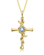 Birthstone Rose Cross Necklace