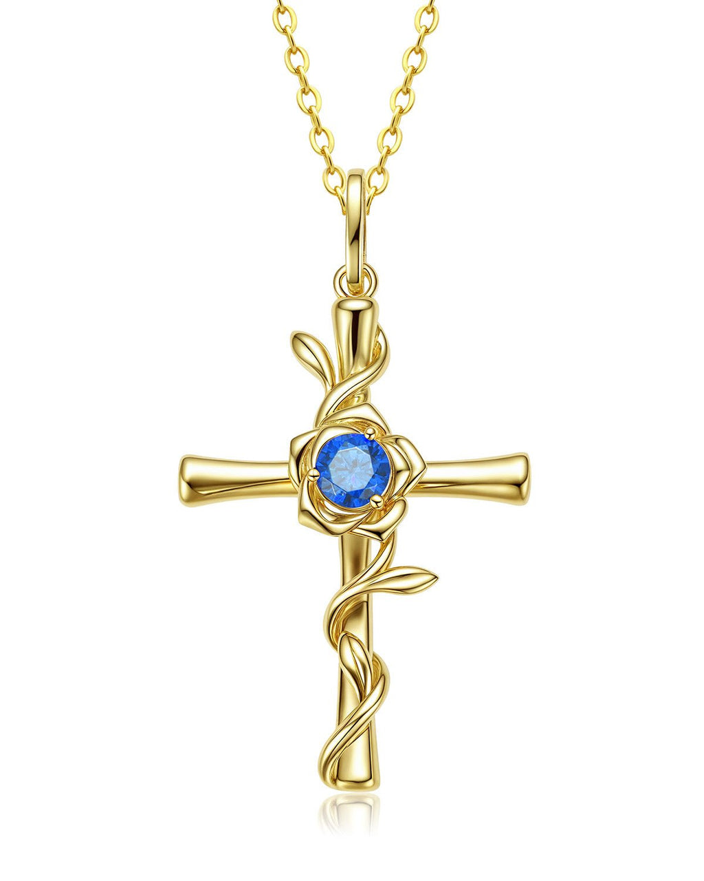 Birthstone Rose Cross Necklace