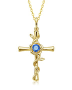 Birthstone Rose Cross Necklace