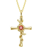 Birthstone Rose Cross Necklace