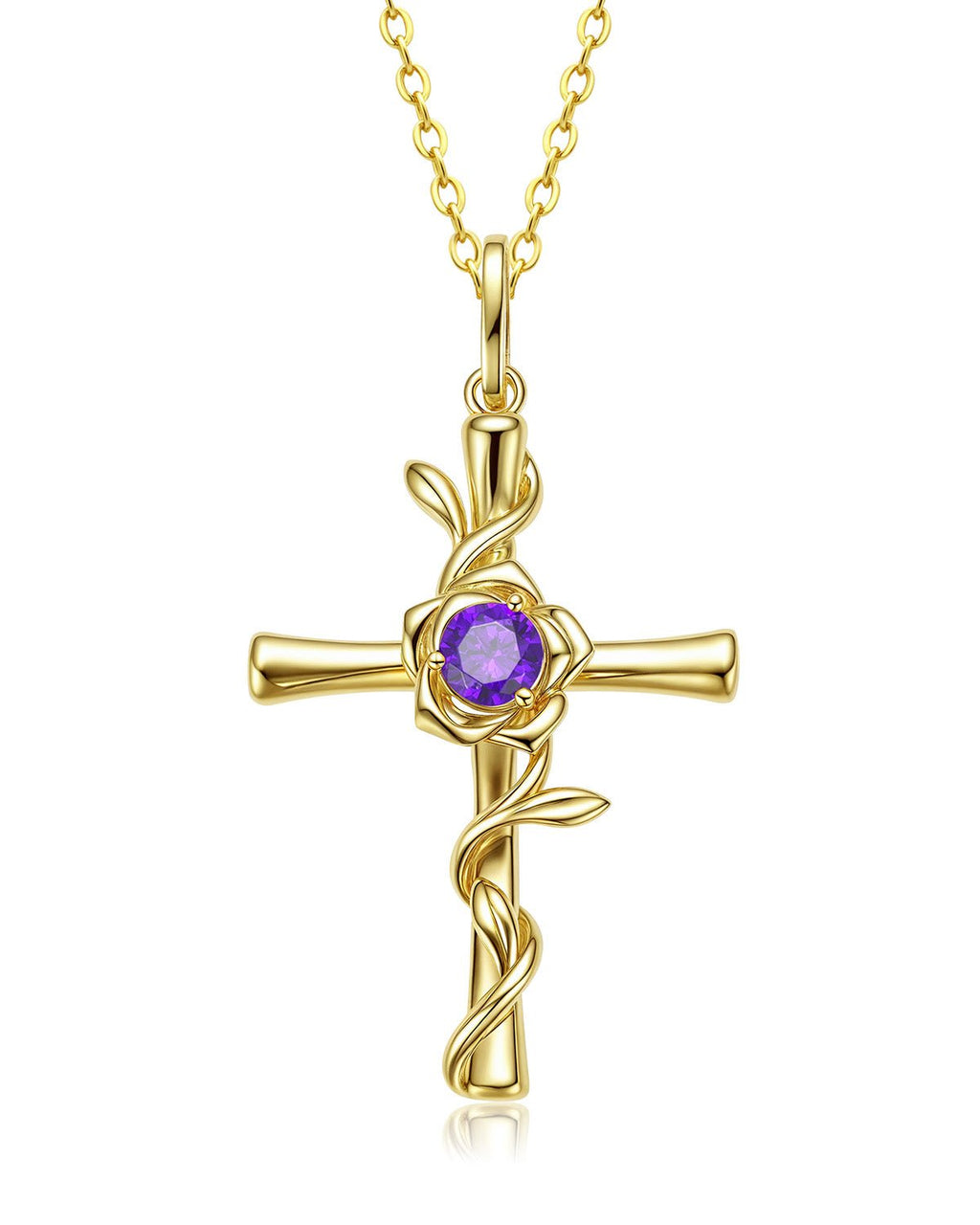 Birthstone Rose Cross Necklace