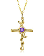 Birthstone Rose Cross Necklace