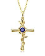 Birthstone Rose Cross Necklace