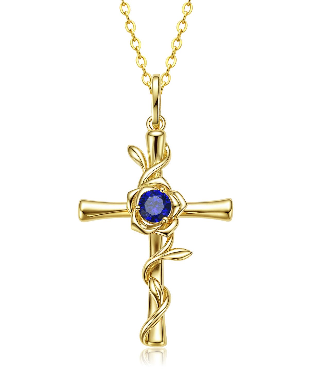 Birthstone Rose Cross Necklace
