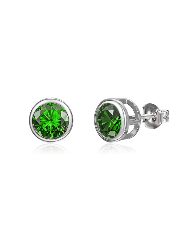 Birthstone Sterling Silver Stud Earrings Hover Image