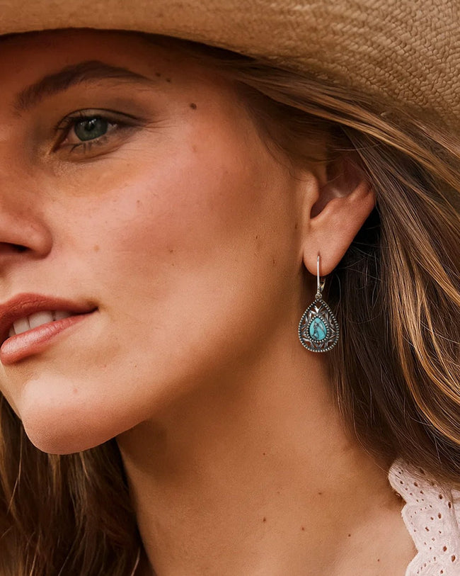 Bohemian Teardrop Turquoise Earrings Main Image