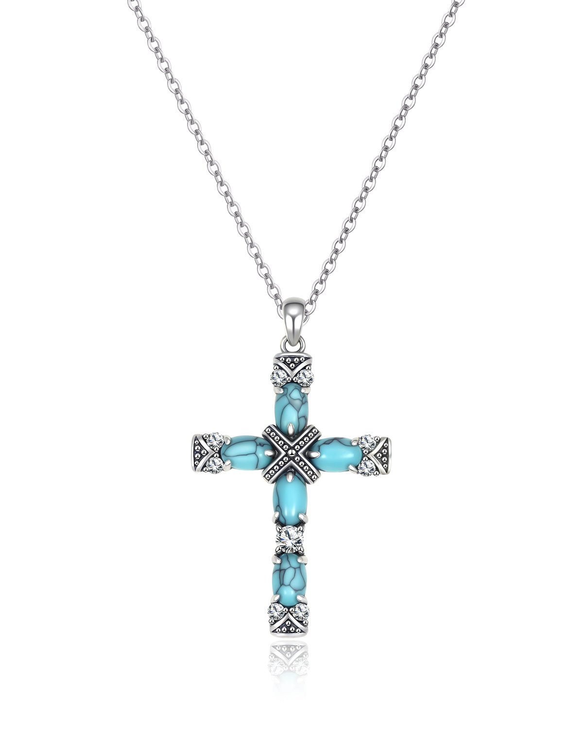 Bohemian Turquoise Cross Necklace