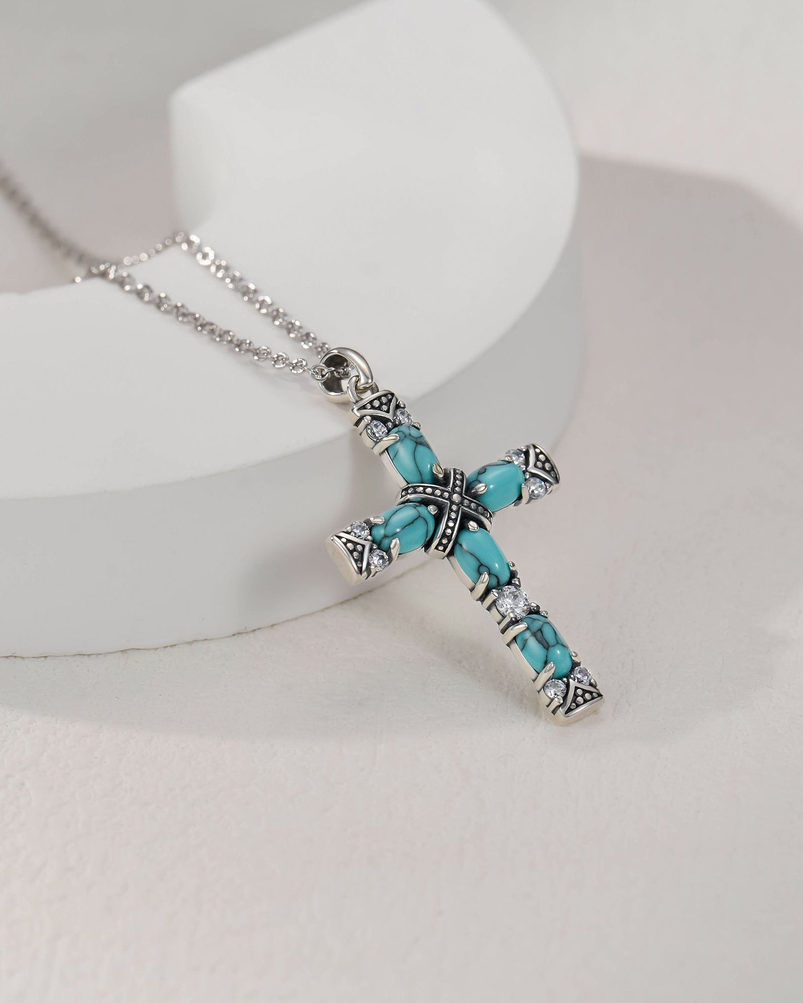 Bohemian Turquoise Cross Necklace