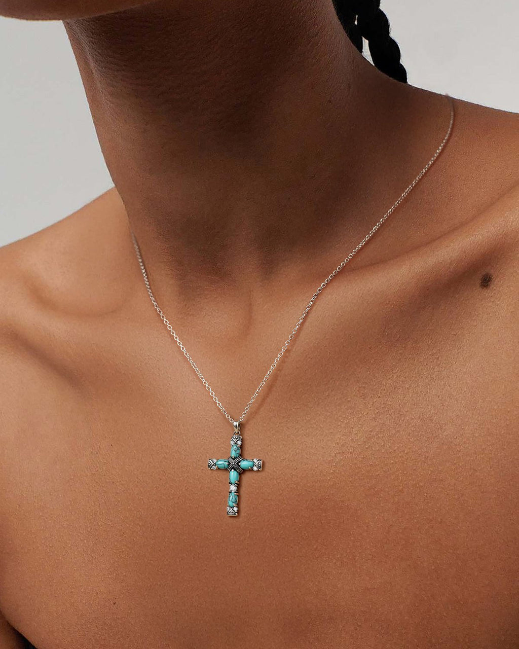Bohemian Turquoise Cross Necklace