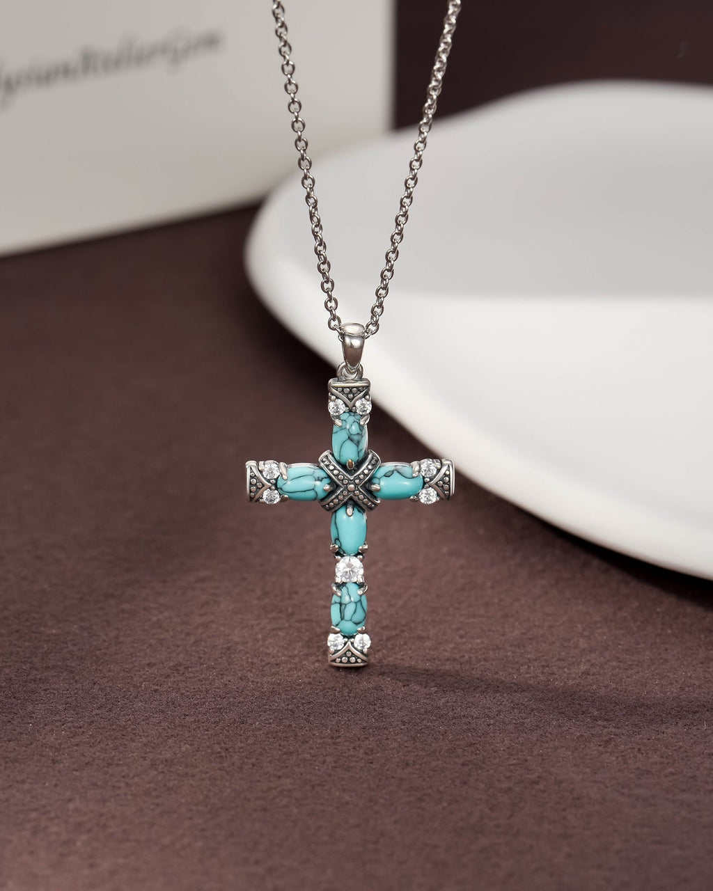 Bohemian Turquoise Cross Necklace